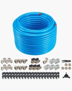 Air Compressor Line Kit, 200FT x 3/4", HDPE-Aluminum Compressed Air Piping System, Leak-Proof & Easy-to-Install, Compressed Air Line Tubing Kit for Garages Workshops, Blue