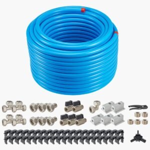 air compressor line kit, 200ft x 3/4", hdpe aluminum compressed air piping system, leak proof & easy to install, compressed air line tubing kit for garages workshops, blue