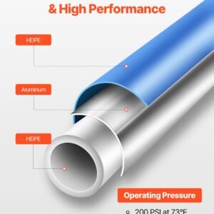 air compressor line kit, 200ft x 3/4", hdpe aluminum compressed air piping system, leak proof & easy to install, compressed air line tubing kit for garages workshops, blue