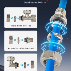 air compressor line kit, 200ft x 3/4", hdpe aluminum compressed air piping system, leak proof & easy to install, compressed air line tubing kit for garages workshops, blue
