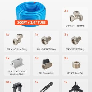 air compressor line kit, 300ft x 3/4", hdpe aluminum compressed air piping system, leak proof, pressure resistant & easy to install, compressed air line tubing kit for garages workshops, blue