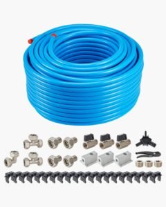 Air Compressor Line Kit, 300FT x 3/4", HDPE-Aluminum Compressed Air Piping System, Leak-Proof, Pressure-Resistant & Easy-to-Install, Compressed Air Line Tubing Kit for Garages Workshops, Blue