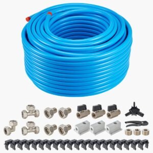 air compressor line kit, 300ft x 3/4", hdpe aluminum compressed air piping system, leak proof, pressure resistant & easy to install, compressed air line tubing kit for garages workshops, blue