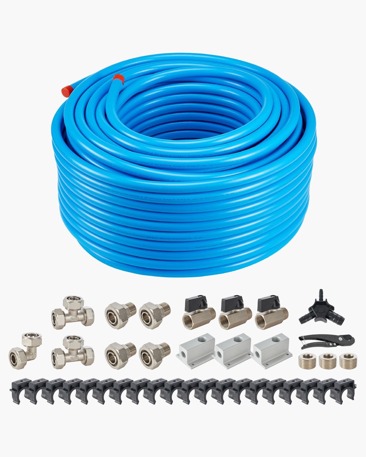 air compressor line kit, 300ft x 3/4", hdpe aluminum compressed air piping system, leak proof, pressure resistant & easy to install, compressed air line tubing kit for garages workshops, blue