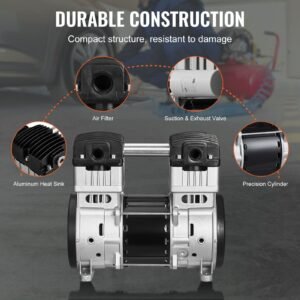 air compressor motor, 2hp 5.2cfm @ 90psi oil free air compressor pump & max. 145psi pressure, 78db ultra quiet compressor motor for auto repair, tire inflation, spray painting, woodwork nailing