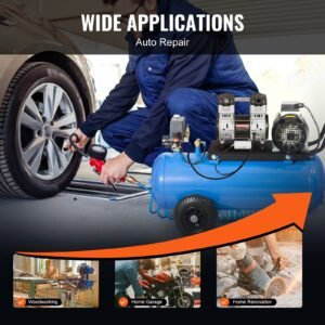 air compressor motor, 2hp 5.2cfm @ 90psi oil free air compressor pump & max. 145psi pressure, 78db ultra quiet compressor motor for auto repair, tire inflation, spray painting, woodwork nailing