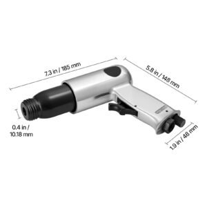 air hammer, 3500bpm pneumatic hammer with 2.76 inch stroke & 4pcs chisels round shank, pistol grip compact air chisel pneumatic shovel tool for cutting punching scraping