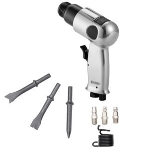 Air Hammer, 4500BPM Pneumatic Hammer with 1.57-inch Stroke & 4PCS Chisels Round Shank, Lightweight & Compact Air Chisel Pneumatic Shovel Tool for Cutting Punching Scraping