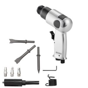 Air Hammer, 4500BPM Pneumatic Hammer with Rust Removal Air Needle Scaler & 4PCS Chisels Round Shank, Lightweight & Compact Air Chisel Pneumatic Shovel Tool for Cutting Scraping Demolishing