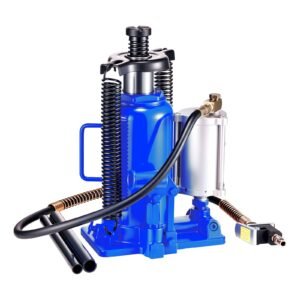 air hydraulic bottle jack, 20 ton (44092 lbs) capacity, 10.2 19.5 inch lifting range, pneumatic/manual heavy duty welded bottle jack with pump for car, suv, pickup, truck, rv, auto repair, blue
