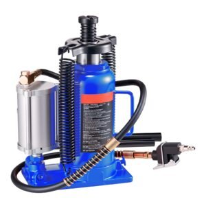 air hydraulic bottle jack, 20 ton (44092 lbs) capacity, 10.2 19.5 inch lifting range, pneumatic/manual heavy duty welded bottle jack with pump for car, suv, pickup, truck, rv, auto repair, blue