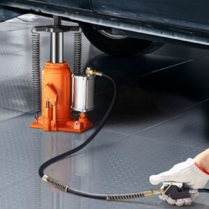 air hydraulic bottle jack, 20 ton (44092 lbs) capacity, 10.2 19.5 inch lifting range, pneumatic/manual heavy duty welded bottle jack with pump for car, suv, pickup, truck, rv auto repair, orange