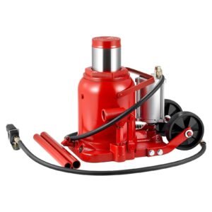 air hydraulic bottle jack, 50 ton (110231.5 lbs) capacity, 10.4 16.1 inch lifting range, pneumatic/manual heavy duty welded bottle jack with pump for car, suv, pickup, truck, rv auto repair, red