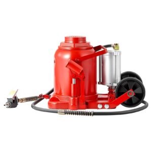 air hydraulic bottle jack, 50 ton (110231.5 lbs) capacity, 10.4 16.1 inch lifting range, pneumatic/manual heavy duty welded bottle jack with pump for car, suv, pickup, truck, rv auto repair, red