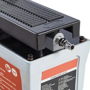 air hydraulic pump, 10,000 psi 1/2 gal reservoir, npt 3/8" oil outlet, npt 1/4" inlet, 6.6 ft pipe, foot actuated hydraulic pump air treadle for auto body frame machines and pulling post, gray