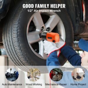 air impact wrench, 1/2" drive air impact gun up to 880ft lbs nut busting torque, 7500rpm lightweight pneumatic tool for auto repairs and maintenance