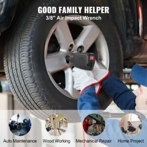 air impact wrench, 3/8 inch drive air impact gun, up to 690ft lbs nut busting torque, lightweight pneumatic impact wrench for auto repairs and maintenance