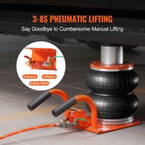 air jack, 3 ton/6600 lbs, 3 8s pneumatic lifting jack with heightened column & 6 steel tubes, compact, easy to lift & space saving jack with thick rubber pad, fits for sedan, suv, pickup truck