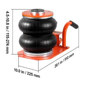 air jack, 3 ton/6600 lbs, 3 8s pneumatic lifting jack with heightened column & 6 steel tubes, compact, easy to lift & space saving jack with thick rubber pad, fits for sedan, suv, pickup truck