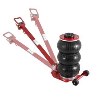air jack, 3 ton/6600 lbs triple bag air jack, airbag jack with six steel pipes, lift up to 17.7", 3 5 s fast lifting pneumatic jack, with adjustable long handle for cars, garages, repair (red)