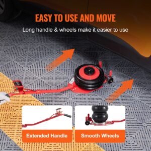 air jack, 3 ton/6600 lbs triple bag air jack, airbag jack with six steel pipes, lift up to 17.7 inch/450 mm, 3 5 s fast lifting pneumatic jack, with long handles for cars, garages, repair, (red)