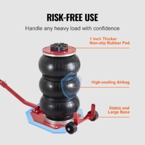 air jack, 3 ton/6600 lbs triple bag air jack, airbag jack with six steel pipes, lift up to 17.7 inch/450 mm, 3 5 s fast lifting pneumatic jack, with long handles for cars, garages, repair, (red)