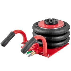 Air Jack, 3 Ton/6600 lbs Triple Bag Air Jack, Airbag Jack with Six Steel Pipes, Lift up to 17.7 inch/450 mm, 3-5 s Fast Lifting Pneumatic Jack, with Side Handles for Car, Garage, Repair (Red)