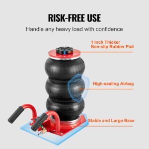 air jack, 3 ton/6600 lbs triple bag air jack, airbag jack with six steel pipes, lift up to 17.7 inch/450 mm, 3 5 s fast lifting pneumatic jack, with side handles for car, garage, repair (red)