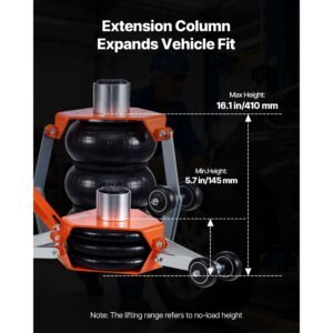 air jack, 3 ton/6613 lbs triple bag air jack, airbag with support rod, lift up to 18.5 inch with heightened column & adjustable handle, 1 6 s fast lifting pneumatic for car, suv, pickup truck