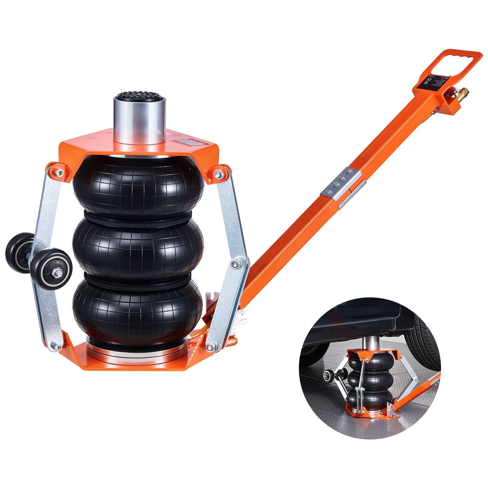 air jack, 3 ton/6613 lbs triple bag air jack, airbag with support rod, lift up to 18.5 inch with heightened column & adjustable handle, 1 6 s fast lifting pneumatic for car, suv, pickup truck