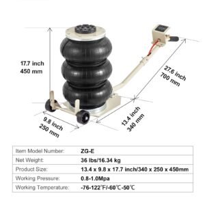 air jack, 3t / 6600 lbs triple bag air jack, airbag jack with six steel pipes, lift up to 17.7 inch/450 mm, 3 5 s fast lifting pneumatic jack, with long handles for car, garage, repair
