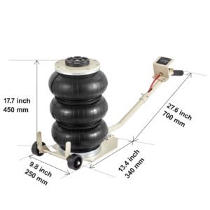 air jack, 3t / 6600 lbs triple bag air jack, airbag jack with six steel pipes, lift up to 17.7 inch/450 mm, 3 5 s fast lifting pneumatic jack, with long handles for car, garage, repair