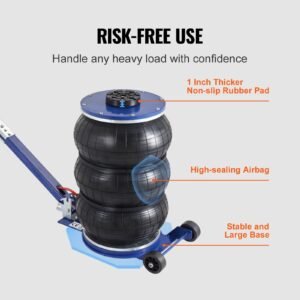 air jack, 5 ton/11000 lbs triple bag air jack, airbag jack with six steel pipes, lift up to 18.5 inch/470 mm, 3 5 s fast lifting pneumatic jack, with adjustable handle for car, garage, repair
