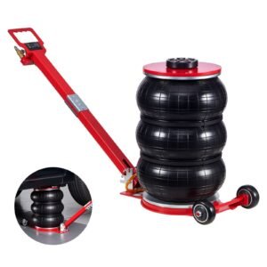 Air Jack, 5 Ton/11023 lbs Triple Bag Air Jack, Airbag with Six Steel Pipes, Lift Up to 18.3 inch/464 mm, 4-10 s Fast Lifting Pneumatic with Adjustable Long Handle for Cars, SUVs, Pickup Trucks