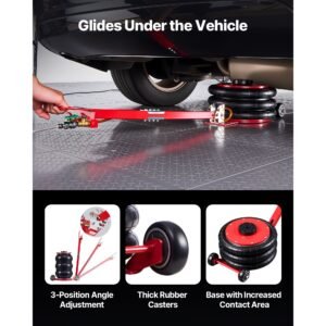 air jack, 5 ton/11023 lbs triple bag air jack, airbag with six steel pipes, lift up to 18.3 inch/464 mm, 4 10 s fast lifting pneumatic with adjustable long handle for cars, suvs, pickup trucks