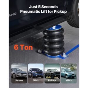 air jack, 6 ton/13227 lbs airbag jack, lift up to 26.5 inch with heightened column, adjustable handle & thick rubber pad, 2 5 s fast lifting pneumatic for car, suv, pickup truck repair, garage