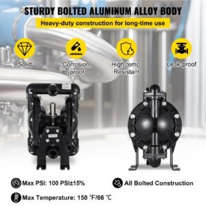 air operated double diaphragm pump 1 inch inlet outlet aluminum 24 gpm max 120psi for industrial use