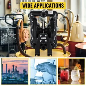 Air-Operated Double Diaphragm Pump 1 inch Inlet Outlet Aluminum 35 GPM Max 120PSI, Nitrile Diaphragm, QBY4-25L-1inch-35
