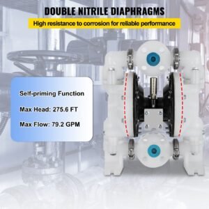 air operated double diaphragm pump 1 inch inlet/outlet 30gpm polypropylene max 120psi for chemical and industrial use