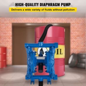 air operated double diaphragm pump, 1/2 in inlet & outlet, cast iron body, 3 gpm & max 90 psi, nitrile diaphragm pneumatic transfer pump for petroleum, diesel, oil & low viscosity fluids