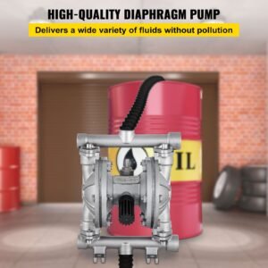 air operated double diaphragm pump, 1/2 in inlet & outlet, stainless steel body, 8.8 gpm & max 120psi, ptfe diaphragm pneumatic transfer pump for petroleum, diesel, oil & low viscosity fluids