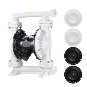 Air Operated Double Diaphragm Pump, 25 GPM, 1 inch Inlet & Outlet Pneumatic Waste Oil Transfer Pump, Max 100 PSI, Polypropylene Body, Air-Operated for Diesel, Grease, Kerosene, Gasoline & Oil