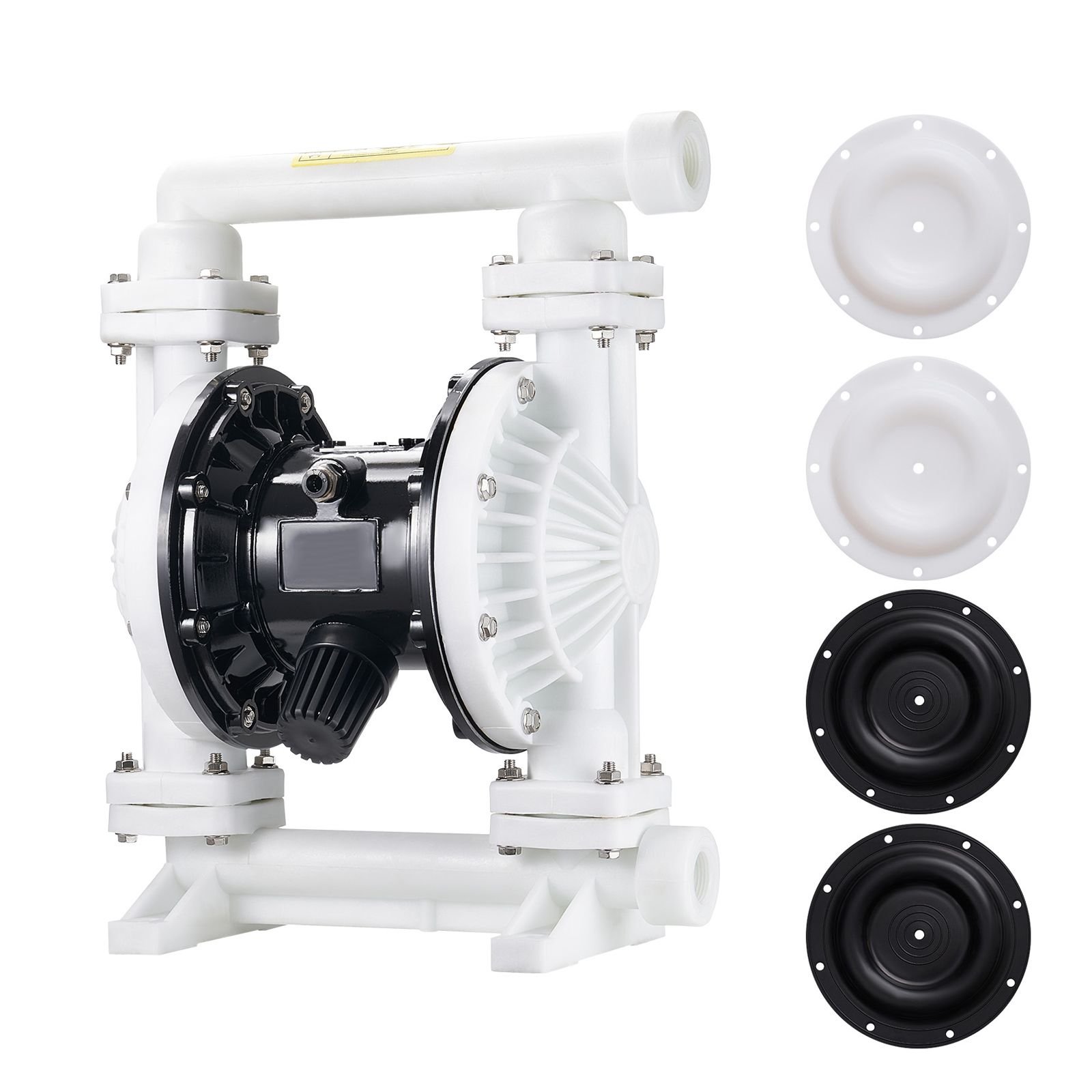 air operated double diaphragm pump, 25 gpm, 1 inch inlet & outlet pneumatic waste oil transfer pump, max 100 psi, polypropylene body, air operated for diesel, grease, kerosene, gasoline & oil