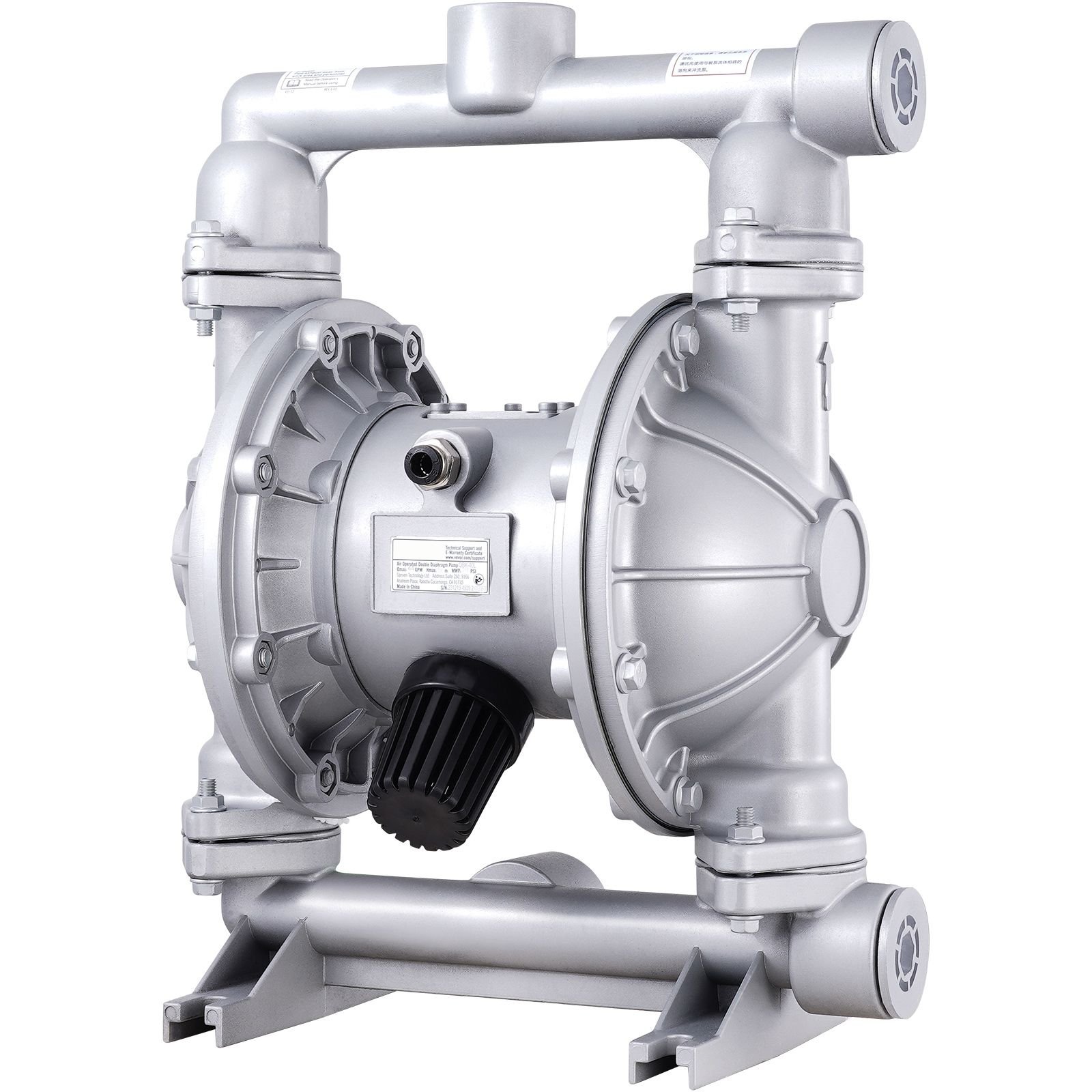 air operated double diaphragm pump, 44gpm, max 115psi air waste oil pneumatic transfer pump with 2 extra diaphragms, 1 1/2 inch inlet & outlet aluminum alloy diaphragm pump for diesel grease oil