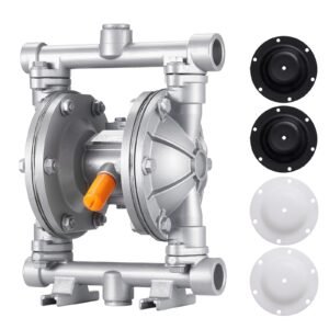 Air Operated Double Diaphragm Pump, 6.6 GPM, 3/8 inch Inlet & Outlet Pneumatic Waste Oil Transfer Pump, Max 100 PSI, Aluminum Alloy Body, Air-Operated for Diesel, Grease, Kerosene, Gasoline