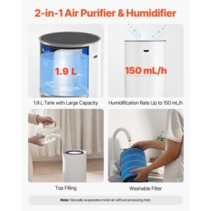 air purifier, covers up to 1090 ft² in one hour, true hepa 11 filter, 22db quiet, filters up to 95% of pollen, smoke, dust, pet dander, odor, hair, air cleaner for home, large room, bedroom