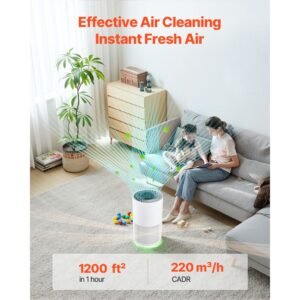 air purifier, h13 hepa layer, 1200 ft²/h smart air purifier with speed control & child lock guard, efficient air cleaner with convenient touch panel & 23 db sleep mode, fit for home & office