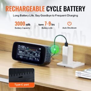 air quality monitor 9 in 1, co2, temperature, humidity, formaldehyde tvoc aqi tester, professional pm2.5 pm10 pm1.0 particle counter for indoor/outdoor, air quality meter w/alarm thresholds