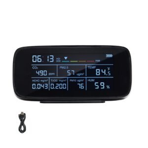 Air Quality Monitor 9-IN-1, CO2, Temperature, Humidity, Formaldehyde TVOC AQI Tester, Professional PM2.5 PM10 PM1.0 Particle Counter for Indoor/Outdoor, Air Quality Meter w/Alarm Thresholds