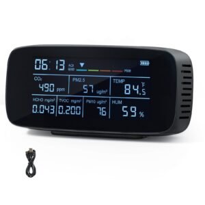 air quality monitor 9 in 1, co2, temperature, humidity, formaldehyde tvoc aqi tester, professional pm2.5 pm10 pm1.0 particle counter for indoor/outdoor, air quality meter w/alarm thresholds